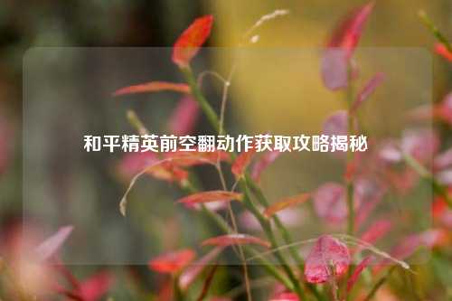 和平精英前空翻动作获取攻略揭秘