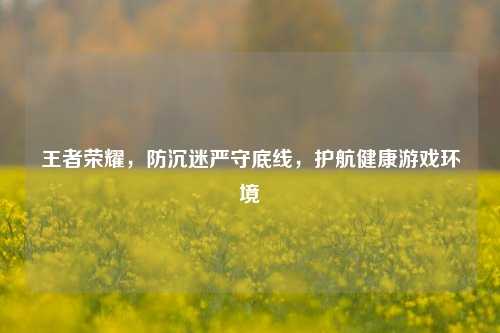 王者荣耀，防沉迷严守底线，护航健康游戏环境