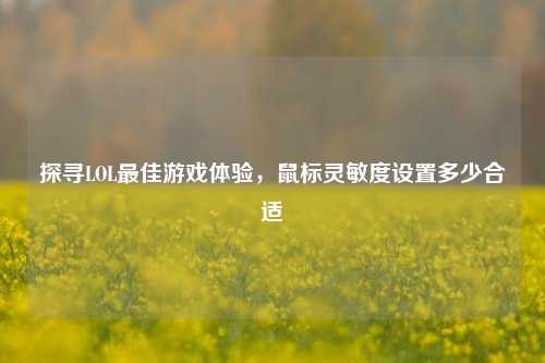 探寻LOL更佳游戏体验，鼠标灵敏度设置多少合适