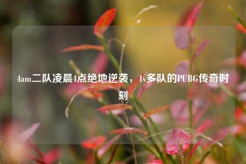 4am二队凌晨4点绝地逆袭，1v多队的PUBG传奇时刻
