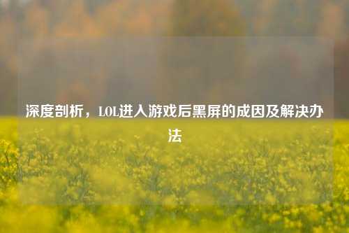 深度剖析，LOL进入游戏后黑屏的成因及解决办法