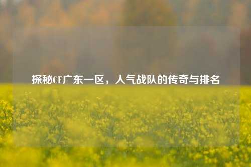 探秘CF广东一区，人气战队的传奇与排名